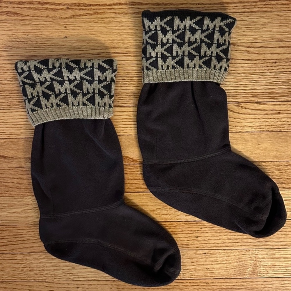 MICHAEL KORS Brown Mk cuff boot socks L/XL 9-11 (NWOT)